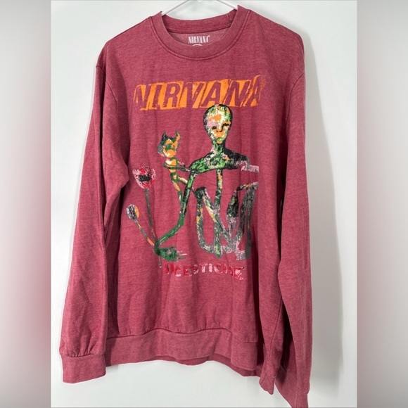 Nirvana Sweatshirt Band Rare Long Sleeve Fleece Lined Crewneck Size L Unisex - Picture 1 of 3